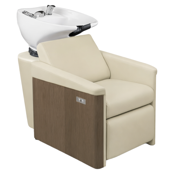 The Ashli Salon Backwash Unit - Ivory & Natural Wood Finish