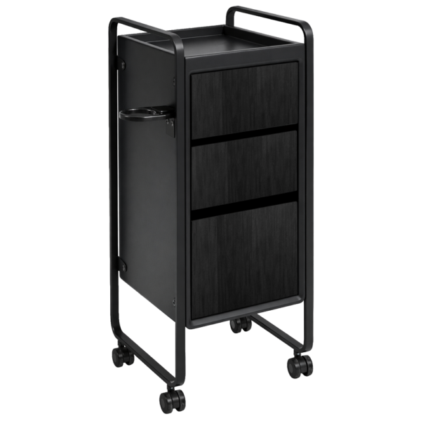 The Sapphire Salon Trolley - Midnight Black & Natural Wood Finish by SEC