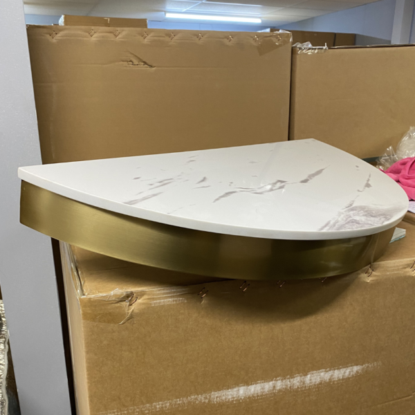 The Bali Styling Shelf - Gold & White Pattern Natural Stone Top by SEC - CLEARANCE - CL54R