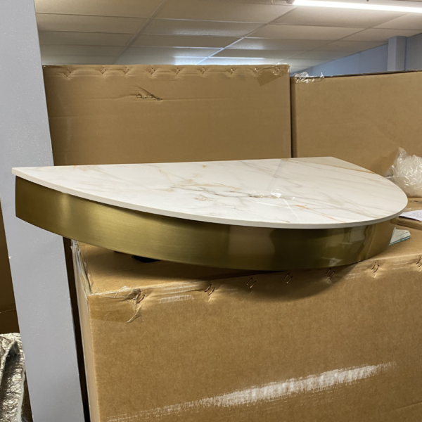 The Bali Styling Shelf - Gold & White Gold Natural Stone Top by SEC - CLEARANCE - CL54S