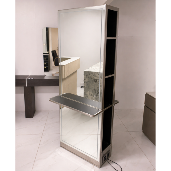 The Madrid Salon Island Unit with Storage - Silver by SEC - CLEARANCE - CL55G