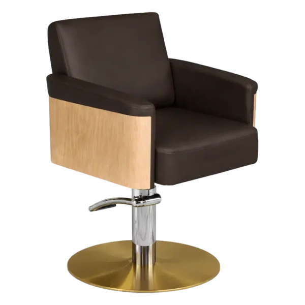 The Ashli Salon Styling Chair - Chocolate Brown & Natural Wood Finish