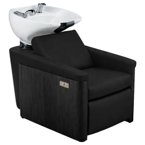 The Ashli Salon Backwash Unit - Midnight Black & Natural Wood Finish by SEC
