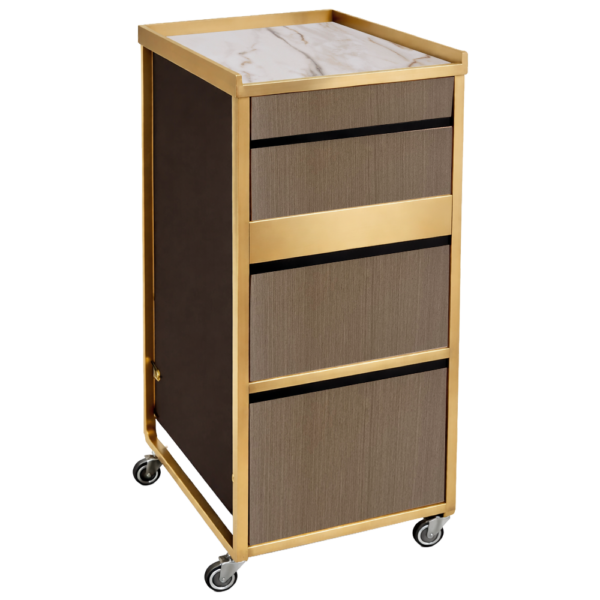 The Diamond Salon Trolley - Chocolate Brown & Natural Wood Finish