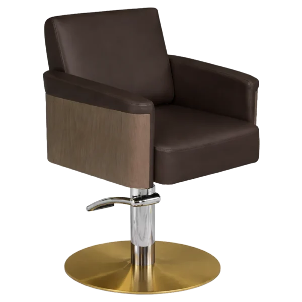 The Ashli Salon Styling Chair - Chocolate Brown & Natural Wood Finish