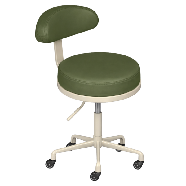 The Karli Salon Stool with Backrest - Forest Green & Pure Ivory by SEC