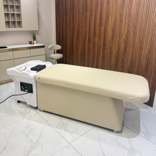 The Ophelia Non Plumbed Japanese Head Spa Bed & Basin - Pure Ivory by SEC