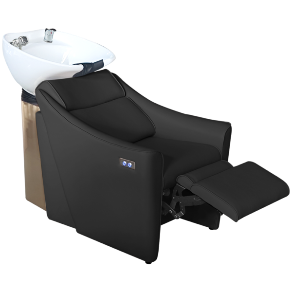 The Alix Electric Salon Backwash Unit with Legrest - Black & Gold by SEC