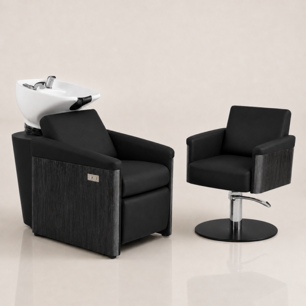 The Ashli Salon Package 1 - Midnight Black & Natural Wood Finish by SEC