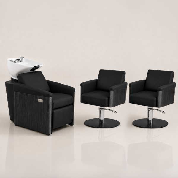 The Ashli Salon Package 2 - Midnight Black & Natural Wood Finish by SEC
