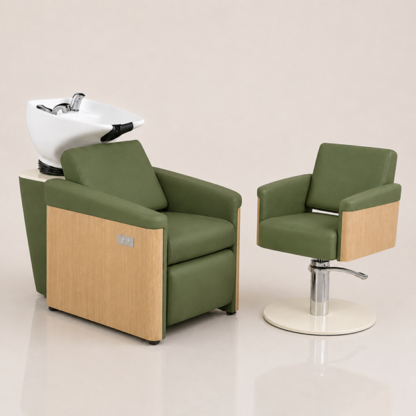 The Ashli Salon Package 1 - Forest Green & Natural Wood Finish by SEC