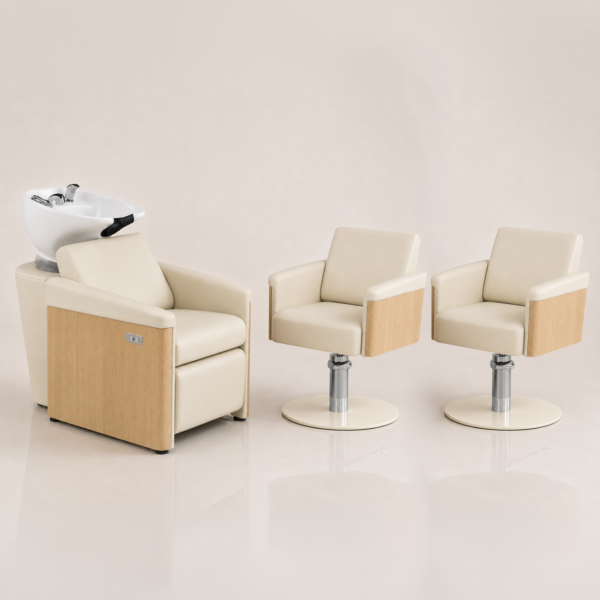 The Ashli Salon Package 2 - Ivory & Natural Wood Finish by SEC