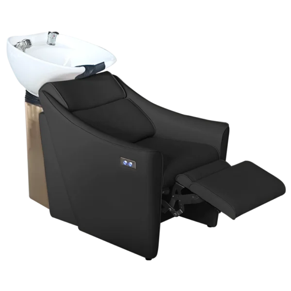The Alix Electric Salon Backwash Unit with Legrest - Black & Gold