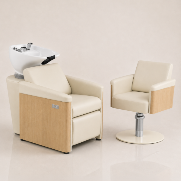 The Ashli Salon Package 1 - Ivory & Natural Wood Finish by SEC