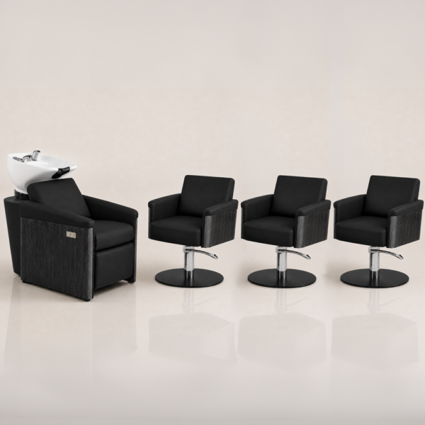 The Ashli Salon Package 3 - Midnight Black & Natural Wood Finish by SEC