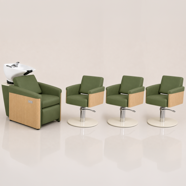 The Ashli Salon Package 3 - Forest Green & Natural Wood Finish by SEC