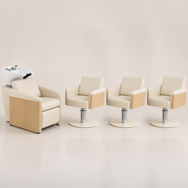 The Ashli Salon Package 3 - Ivory & Natural Wood Finish by SEC