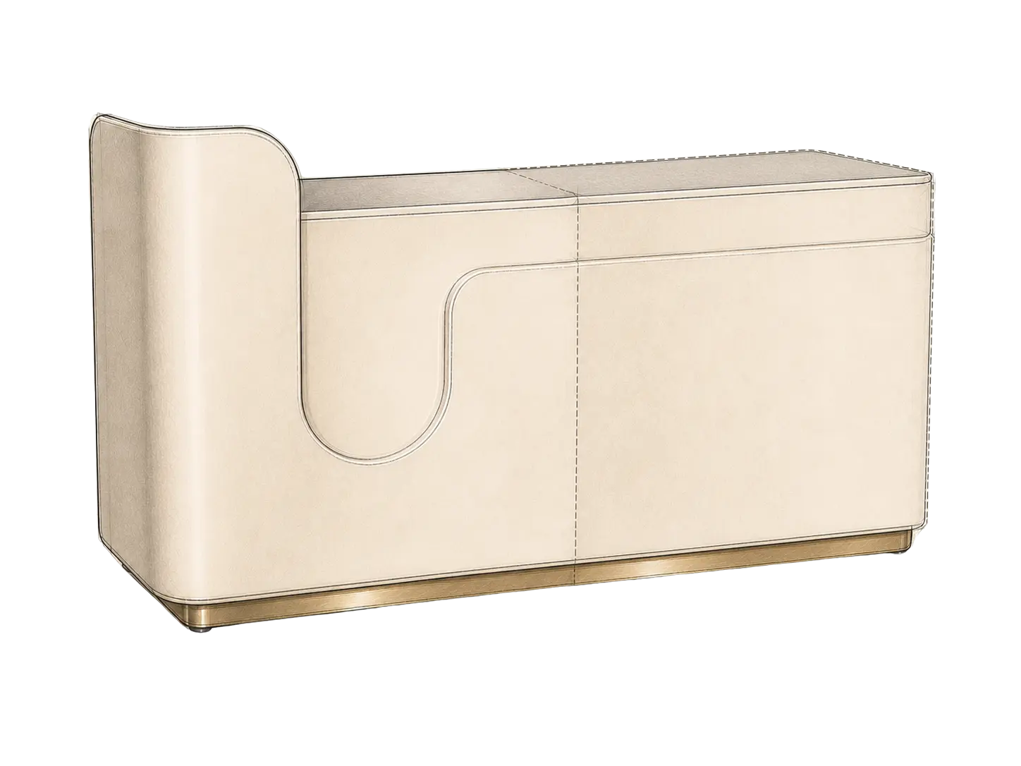 Curved cream salon reception desk made in a custom size